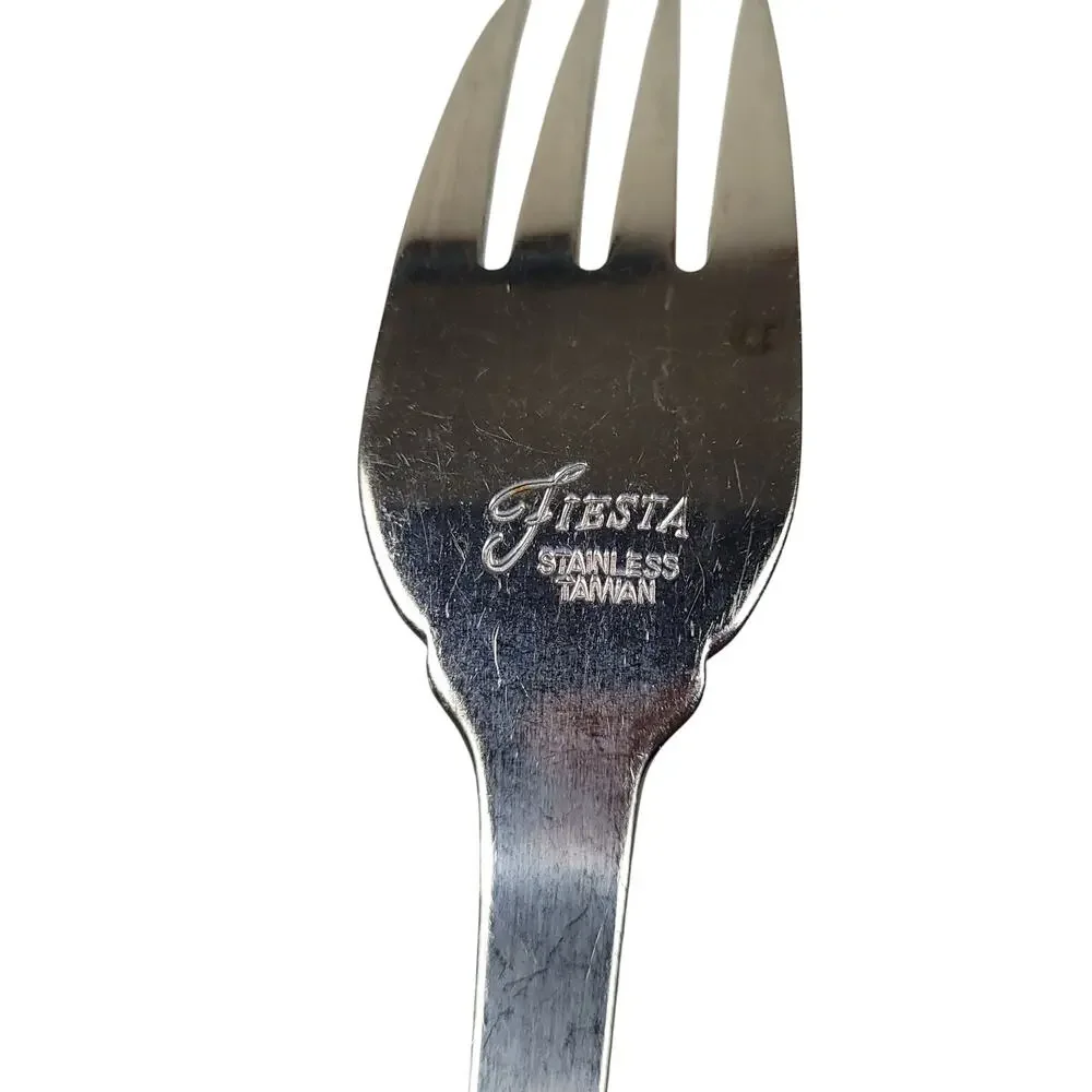 Vintage 90s Fiesta Swirl Flatware Silverware 19 Piece Set Stainless Orange